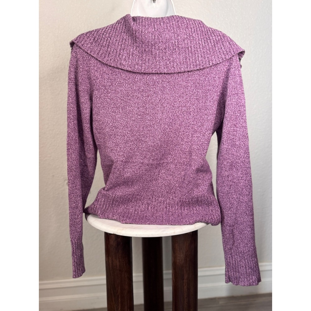NWT Vintage Ann Taylor LOFT Wool Angora Cashmere Sweater Purple Henley sz M cozy - Picture 3 of 8